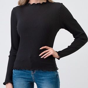 Fitted Essential Top with Lettuce-Merrow Detail!